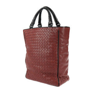 Bottega Veneta Maroon Intrecciato Leather Handbag